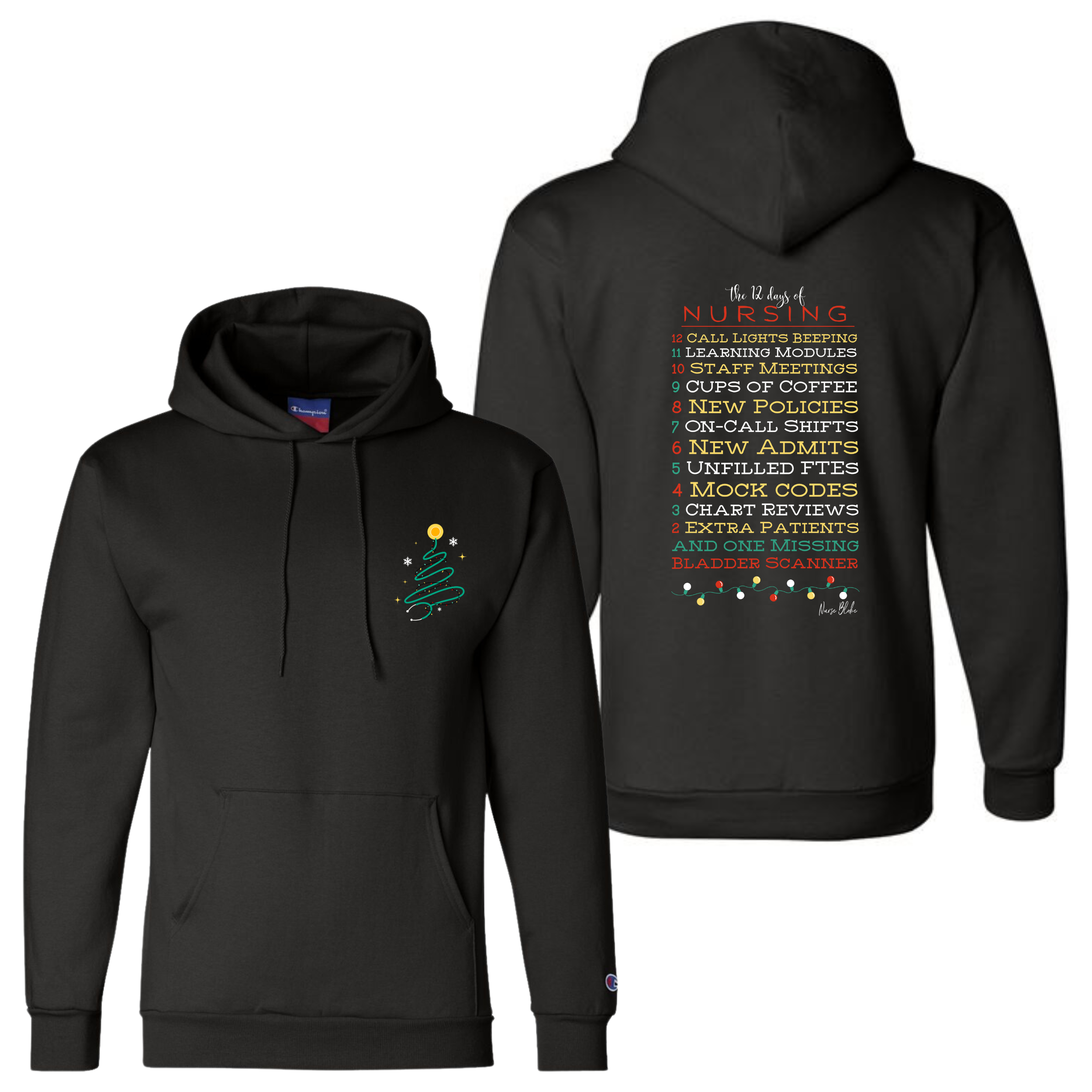 12 Days of Christmas Champion Hoodie – Nurse Blake LLC