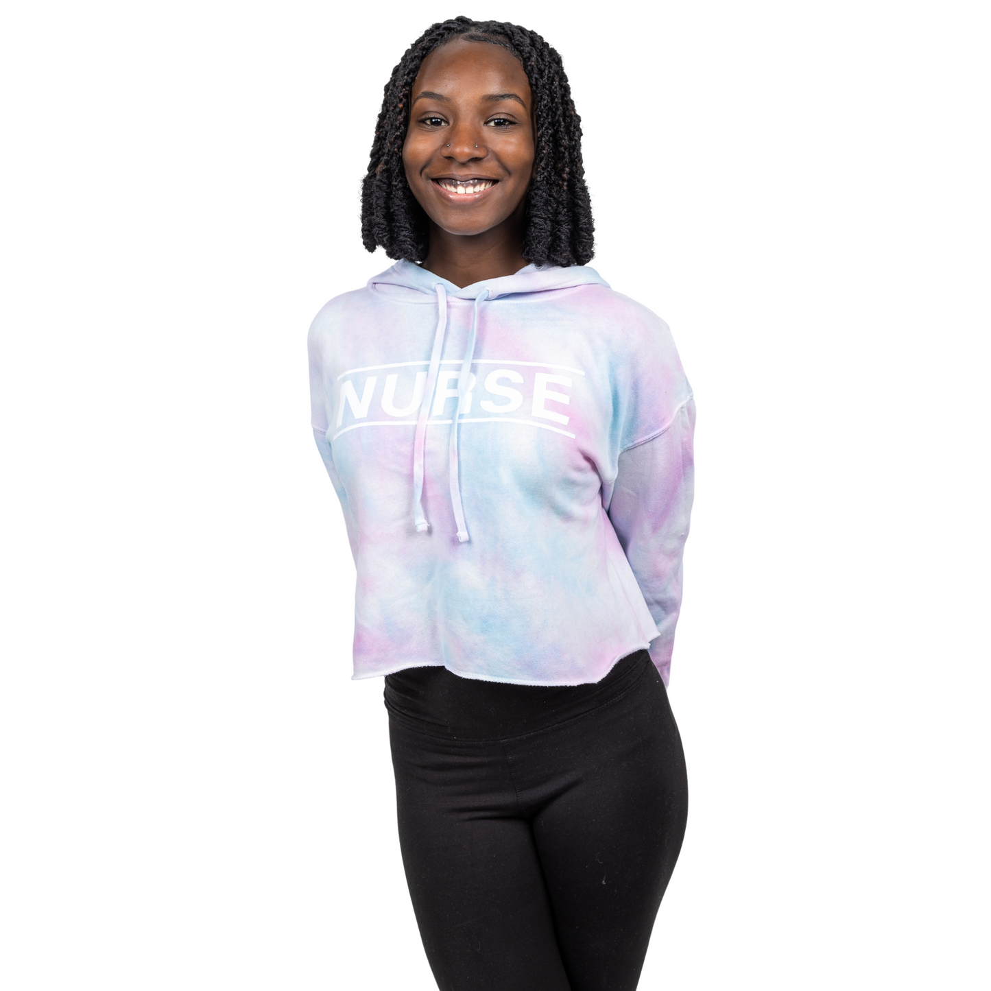 Nurse Tie-Dyed Cropped Hoodie